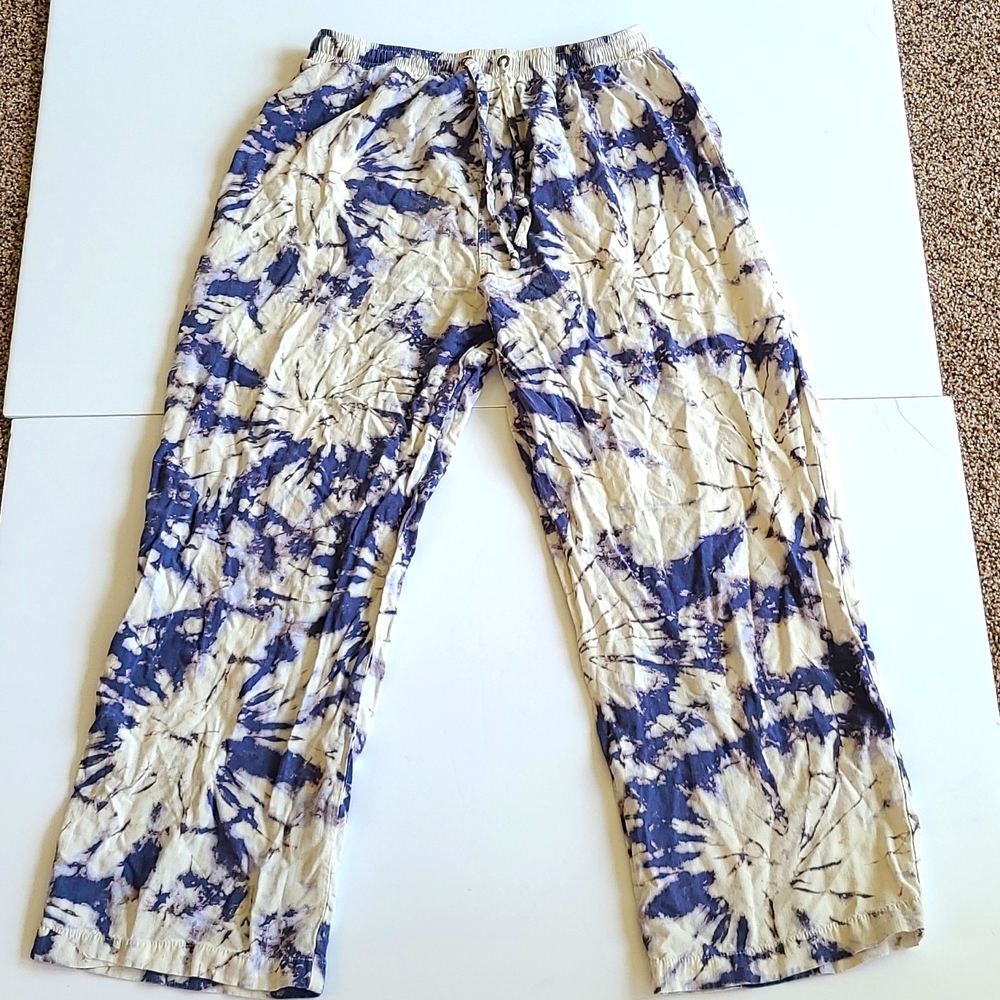 Wild Fable Small cream blue tye dye loose elastic waist boho pants cute cozy